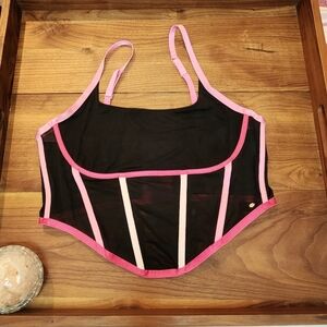 Sofia Vergara bustier bra, size XXL 16in from pit to pit, black with pink detail
